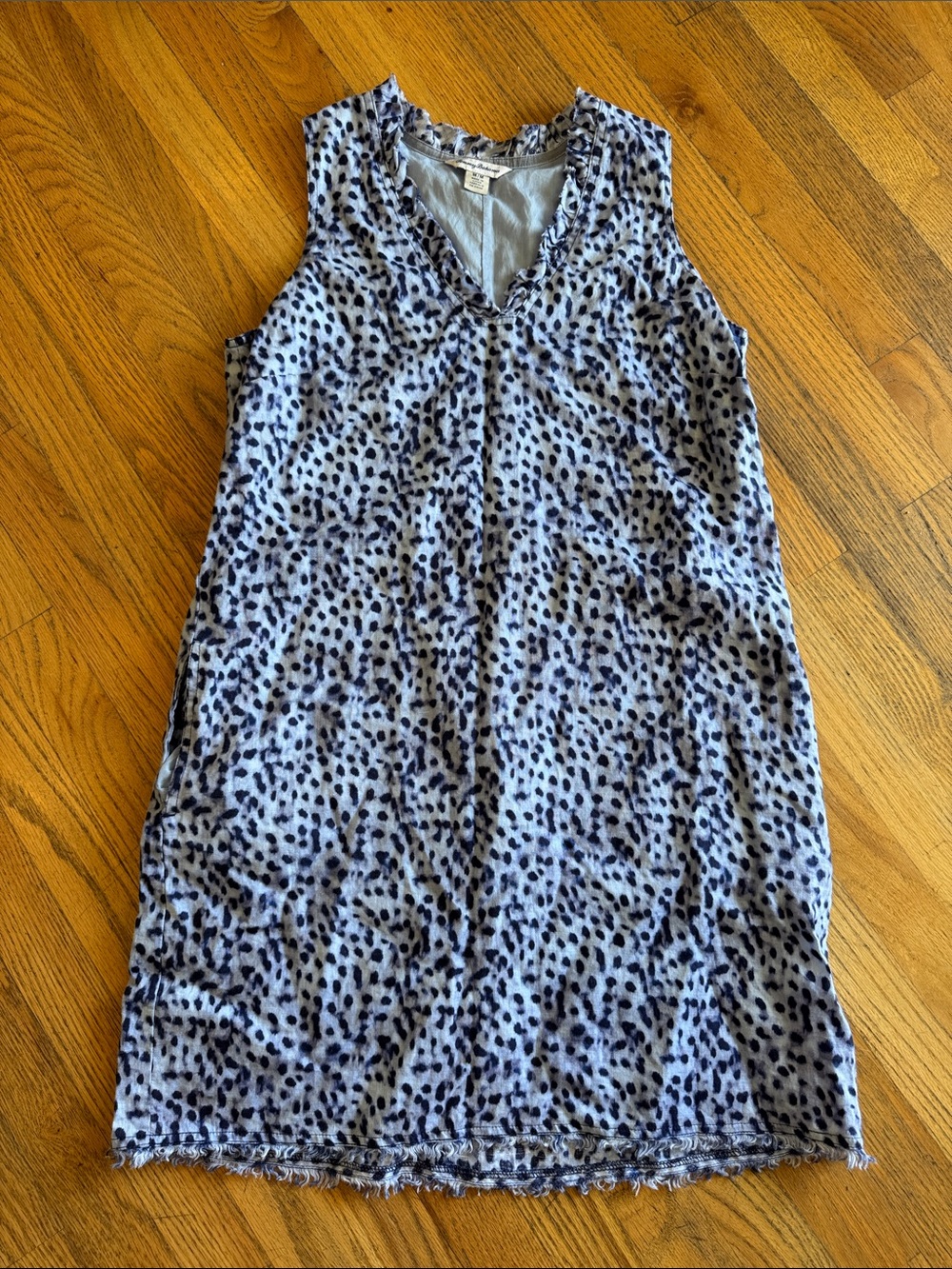 Tommy Bahama Light Blue Printed Sleeveless Linen Dress Medium